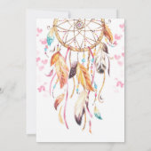 Bohoピンクハートピンクドリームキャッチャー女の子ベビーシャワー 招待状 (裏面)