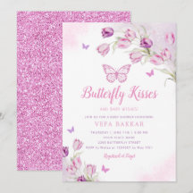 Bohoピンクパープルフローラバタフライガールベビーシャワー