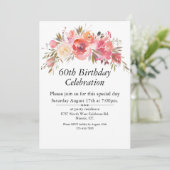 Bohoピンクピーチフローラ緑60thカスタマイズ 招待状 (スタンド正面)