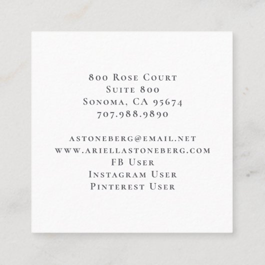 Bohoピンクフローラ名刺 スクエア名刺 (裏面)