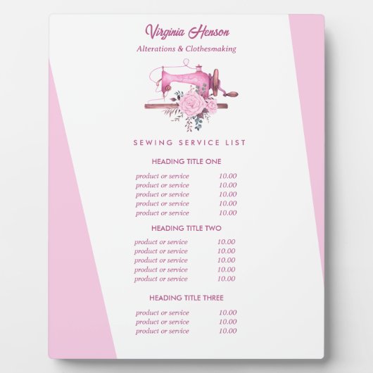 Bohoピンクフローラ裁縫機船員価格 フォトプラーク (正面)