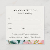 Bohoピンクブルー絵を描フローラギフト証明書 スクエア名刺 (裏面)