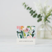 Bohoピンクブルー絵を描フローラギフト証明書 スクエア名刺 (スタンド正面)