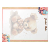 Bohoピンクベアベビーシャワー ノートパッド (正面)