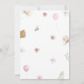 Bohoピンクベアベビーシャワー 招待状 (裏面)