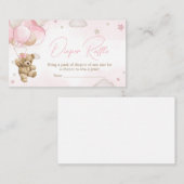 Bohoピンクベアーバルーン赤ちゃんシャワーおむつラッフル エンクロージャーカード (正面/裏面)