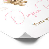 Bohoピンクベアーバルーン赤ちゃんシャワーおむつラッフル ポスター (角)