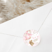 Bohoピンクベアーバルーン赤ちゃんシャワー ラウンドシール