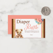 Bohoピンクベア赤ちゃんシャワーおむつラッフルノートカード ノートカード (正面/裏面インサイチュ)