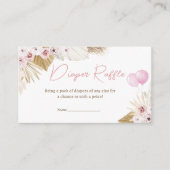 Bohoピンクベア赤ちゃんシャワーおむつラッフル エンクロージャーカード (正面)