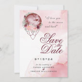 Bohoピンクマルーンムーンマンダラ日付を保存 招待状 (正面)