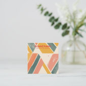 Bohoピンクミックスミニマリストアートイヤリングディスプレイ スクエア名刺 (スタンド正面)