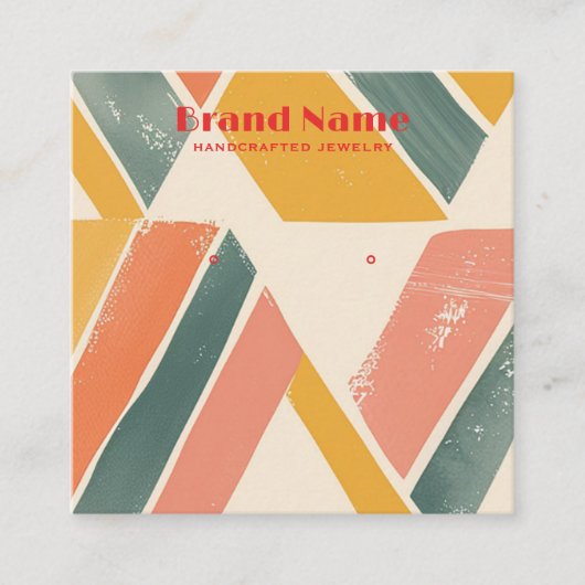 Bohoピンクミックスミニマリストアートイヤリングディスプレイ スクエア名刺 (正面)