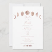 Bohoピンクムーンモダンフェミニマルーズ結婚 招待状 (正面)