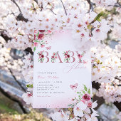 Bohoピンクモダンフローラバタフライガールベビーシャワー 招待状