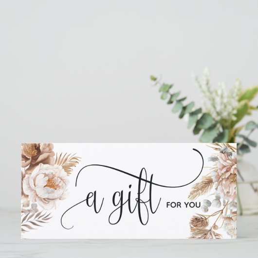 Bohoピンクモダンフローラ証明書ギフトカード (スタンド正面)