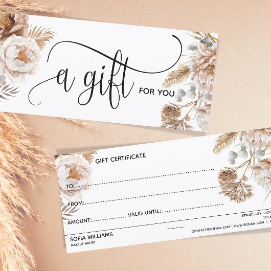 Bohoピンクモダンフローラ証明書ギフトカード