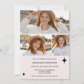 Bohoピンクモダン星4 – 写真卒業 招待状 (裏面)