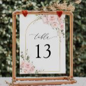 Bohoピンクローズフローラ結婚アーチのテーブル番号