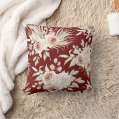 Bohoピンクローゼオンバーガンディーレッド クッション (ブランケット)