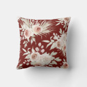 Bohoピンクローゼオンバーガンディーレッド クッション (裏面)