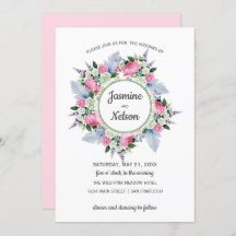 Bohoピンク白ラベンダーの花フレーム結婚ズ