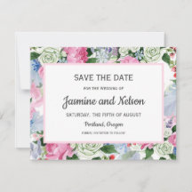 Bohoピンク薄紫ブルーフラワーウェディングデートを保存