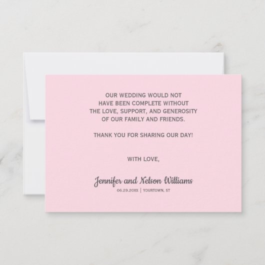 Bohoピンク薄紫ブルーフローラポスト結婚式の引き出物 出欠カード (裏面)