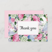 Bohoピンク薄紫ブルーフローラポスト結婚式の引き出物 出欠カード (正面/裏面)