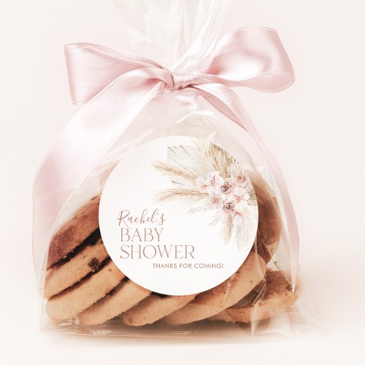 Bohoピンク赤ちゃんシャワー好きステッカー赤ちゃん女の子 ラウンドシール