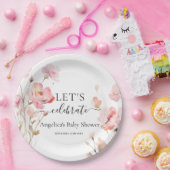 BOHOピンク赤面水彩牧草花 ペーパープレート (パーティー)