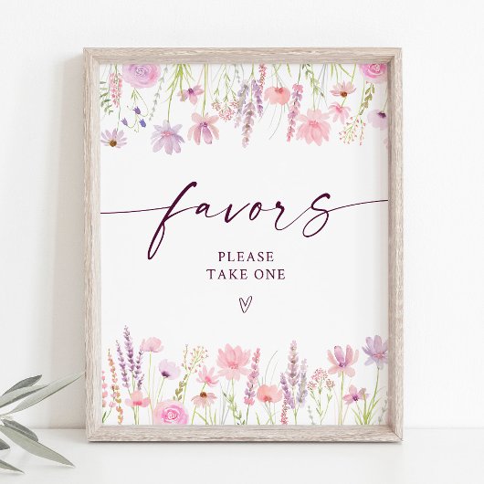 Bohoピンク野花誕生日会がサインを好む ポスター