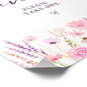 Bohoピンク野花誕生日会がサインを好む ポスター (角)