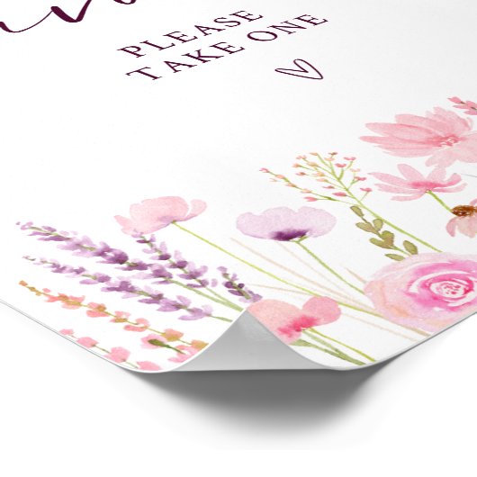 Bohoピンク野花誕生日会がサインを好む ポスター (角)