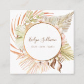 Bohoピーチグリーンブーケ名刺 スクエア名刺 (正面)