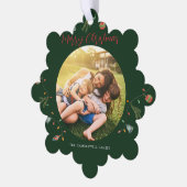 Bohoファミリー写真素朴クリスマス オーナメントカード (左)