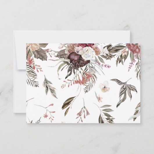 Bohoファンタジー水彩フローラ結婚式RSVP 出欠カード (裏面)