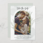 Bohoフォトアエレガントーチスクリプト結婚式招待状 (正面/裏面)