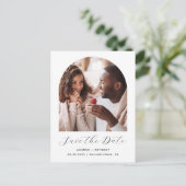 Bohoフォトアーチ白黒QRコード日付の保存 ポストカード (スタンド正面)