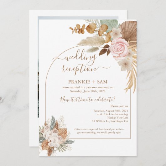 Bohoフォトウェディングレセプション 招待状 (正面/裏面)