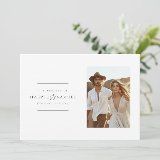 Bohoフォトウェディング招待 | モダンエレガント 招待状 (スタンド正面)