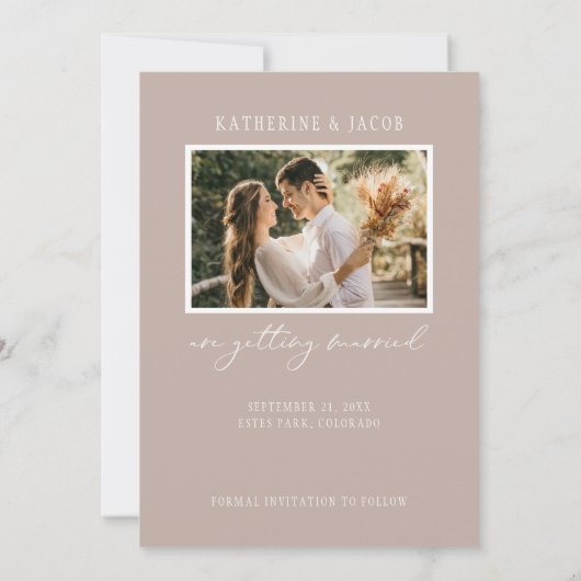 Bohoフォトウェディング日付を保存 セーブザデート (裏面)