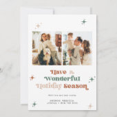 Bohoフォトクリスマスカーメリードと明るい休日 シーズンカード (裏面)