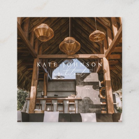 Bohoフォトビモダンジネスカードテンプレート スクエア名刺 (正面)