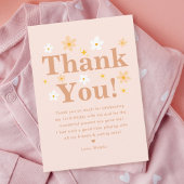 Bohoフォトピンクデイジー誕生会 サンキューカード