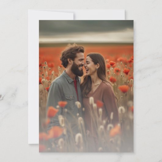 Bohoフォトフローラ結婚ワイルドフラワー 招待状 (裏面)