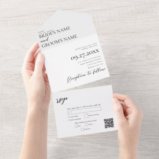 Bohoフォトミニマルモダンスシンプルト結婚 オールインワン招待状 (貼ってはがせる)