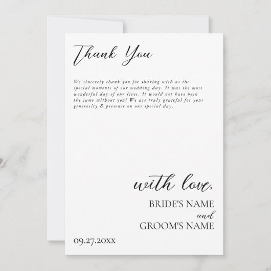 Bohoフォトミニマルモダンスシンプルト結婚 サンキューカード (正面)
