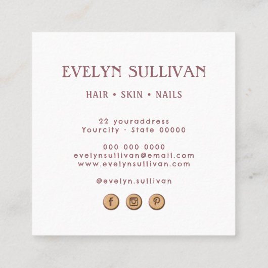 bohoフォークアートフラワーズスクエア名刺 スクエア名刺 (裏面)