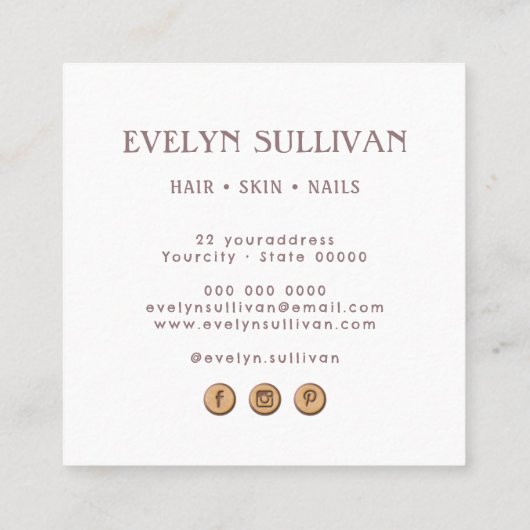 bohoフォークアートフラワーロゴスクエアビジネスカード スクエア名刺 (裏面)